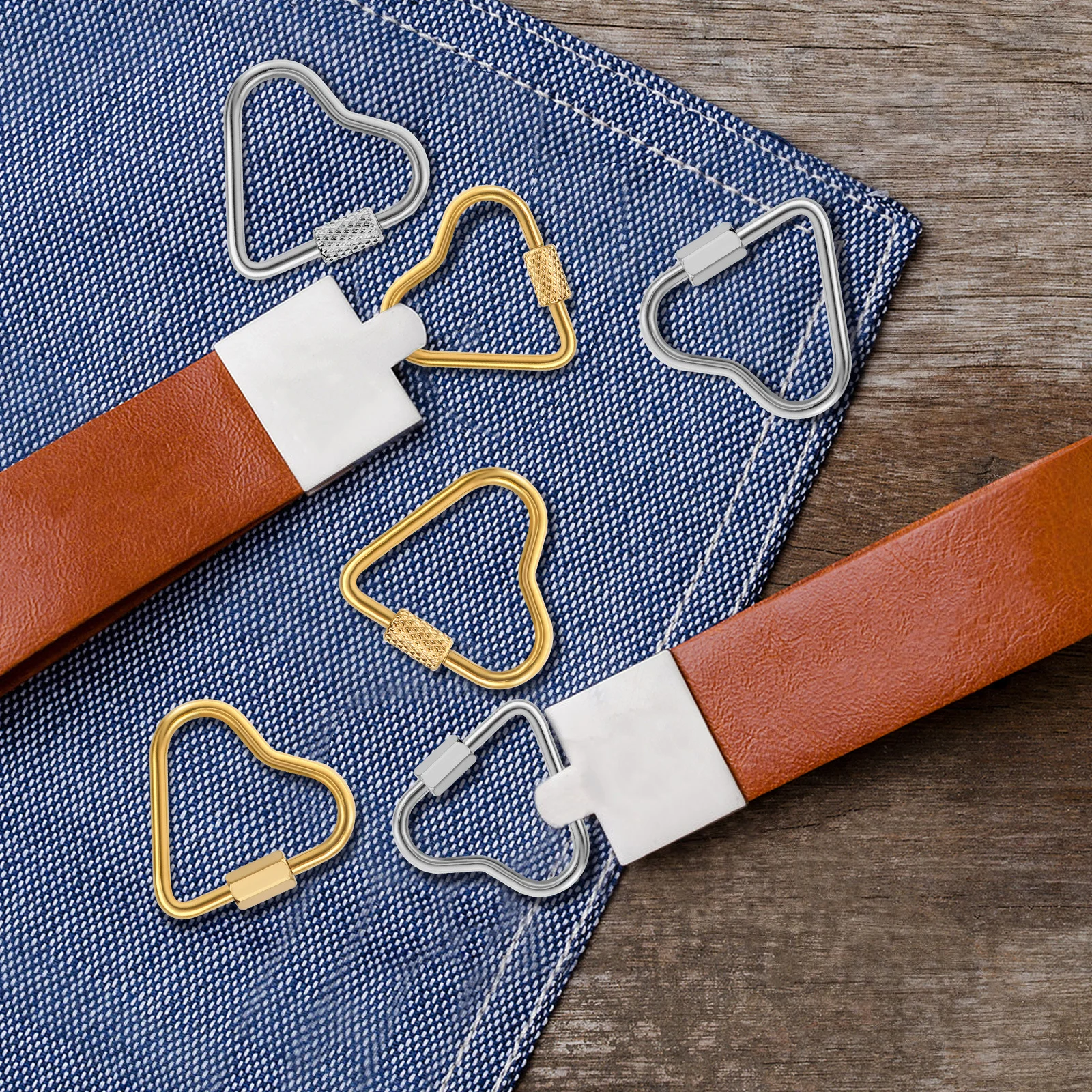 

Набор из 8 карабинов-брелоков в форме сердца из нержавеющей стали с винтовым замком, подвеска-шарм, ювелирное изделие