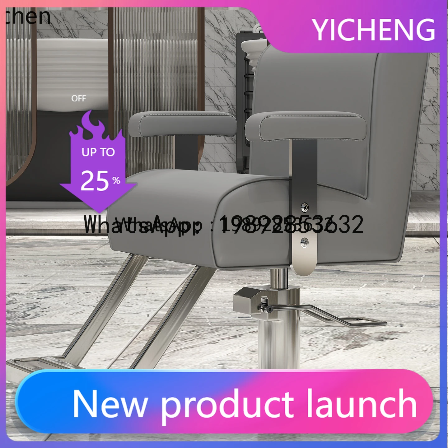 

X8 Hair Salon Hair Salon Stainless Steel Black Chair Hair Cutting Chair Barber Shop Barber Chair