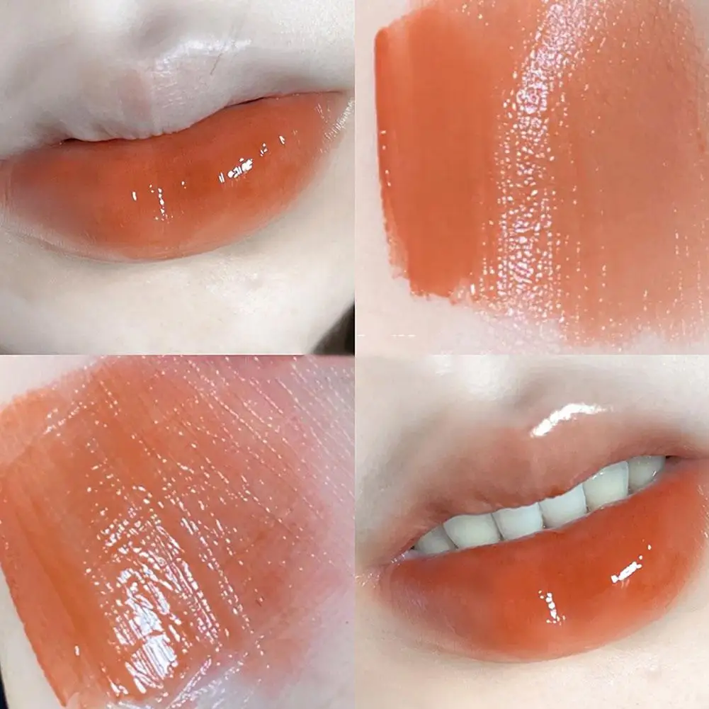 Glänzender Lippenstift Spiegel Glas Gelee Lippenstift Farbent wicklung Schönheit Make-up lang anhaltende Meer Gesundheit Rose c2c9