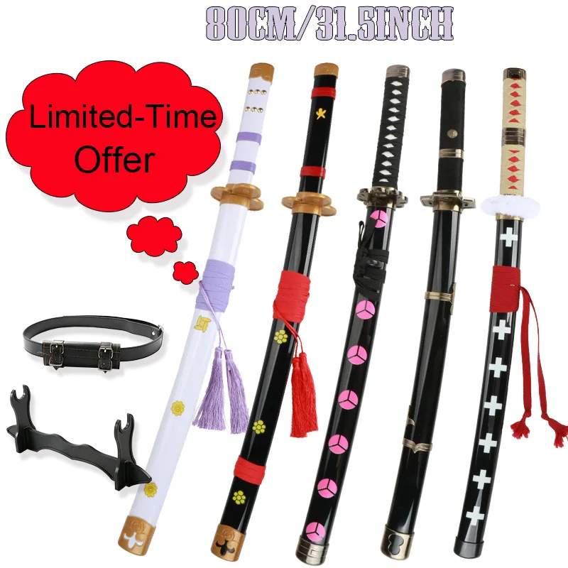 

Roronoa Zoro Katana 80cm/31.5" Toy Cosplay Sword Anime Sandai kitetsu Shusui Enma Purple Halloween Gift