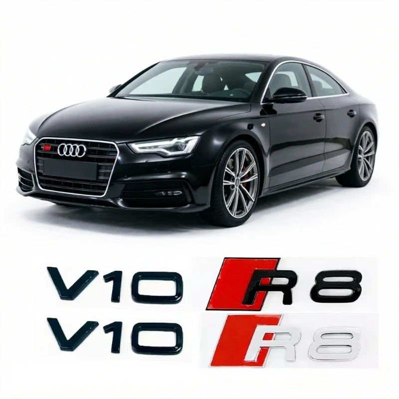 emblema-audi-r8-4-rings-v10-em-abs-preto-brilhante-e-prata-para-capo-dianteiro-grade-e-porta-malas-traseiro-acessorio-de-substituicao