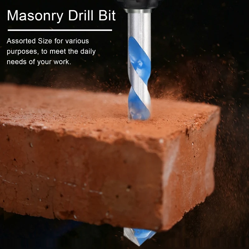 Bocados de alvenaria, 3mm a 12mm, pontas da torção do carboneto para a parede, CIMENTO do tijolo, CONCRETO, vidro, madeira, tem Str industrial, 12 Pcs