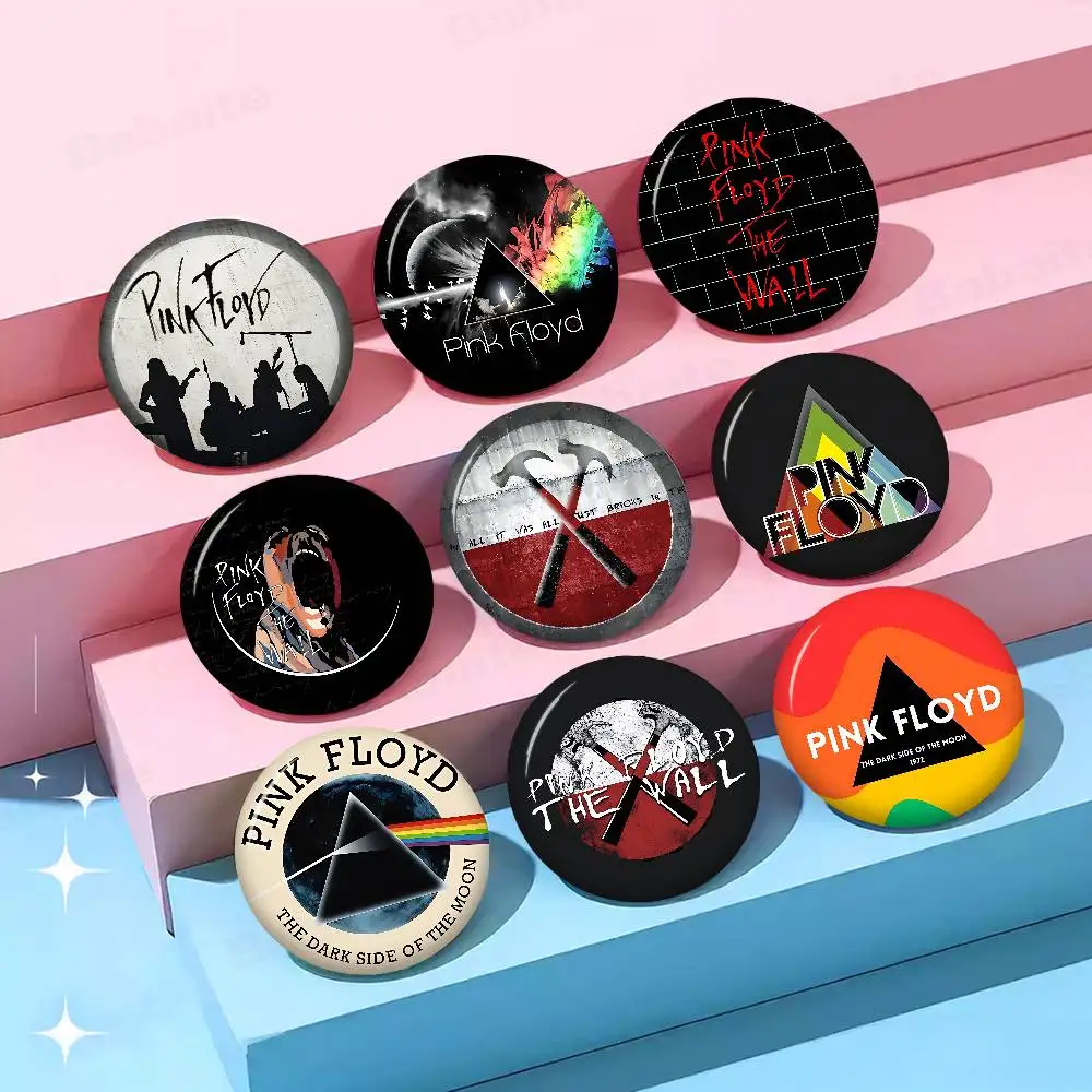 Band P-Pink HOT Floyd Creative Pins Funny Faces Round Snap-in Brooch Badge Backpack Hat Accessories Jewelry Gifts