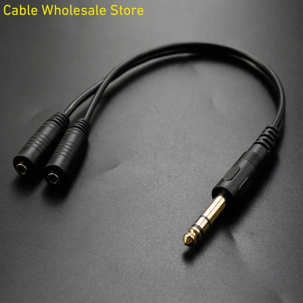 Headphone Y Splitter Extension Cable Audio Stereo Connector  (High Fidelity Sound) 6.5 Male To 2-Port 3.5 Female Transfer Line