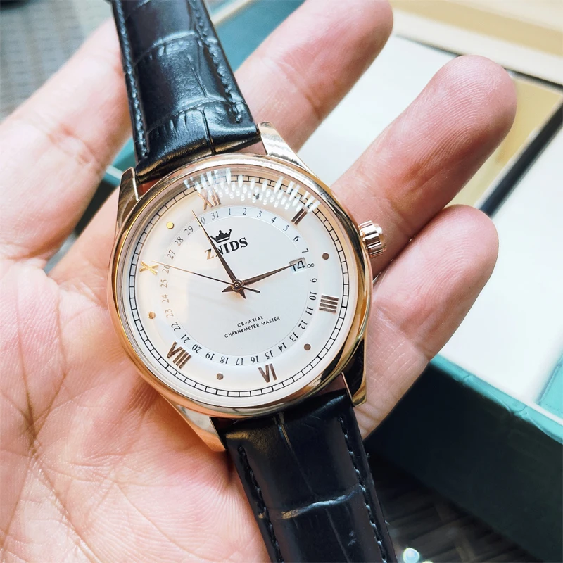 Men's Quartz Watch, Waterproof Casual Business Wristwatch, Rose Gold Case, Leather Strap, Date Window, Classic Roman Numeral Dial, Luxurious Design, Suitable for Work and Daily Life