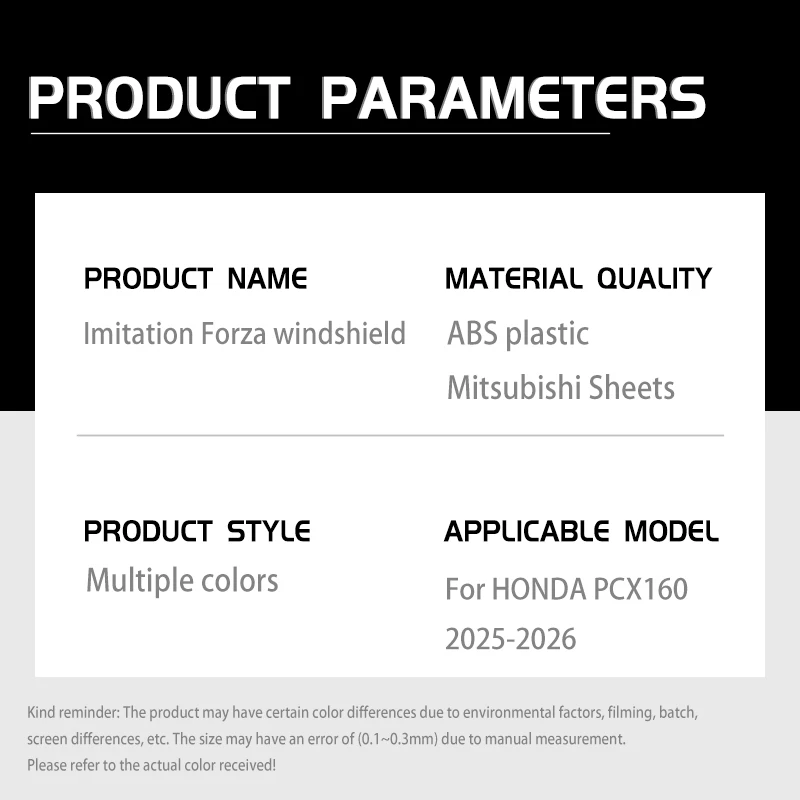 For HONDA PCX160 PCX 160 PCX125 2025 2026 Modified Front Windshield Of Forza Windscreen Screen Deflector Protector Accessories