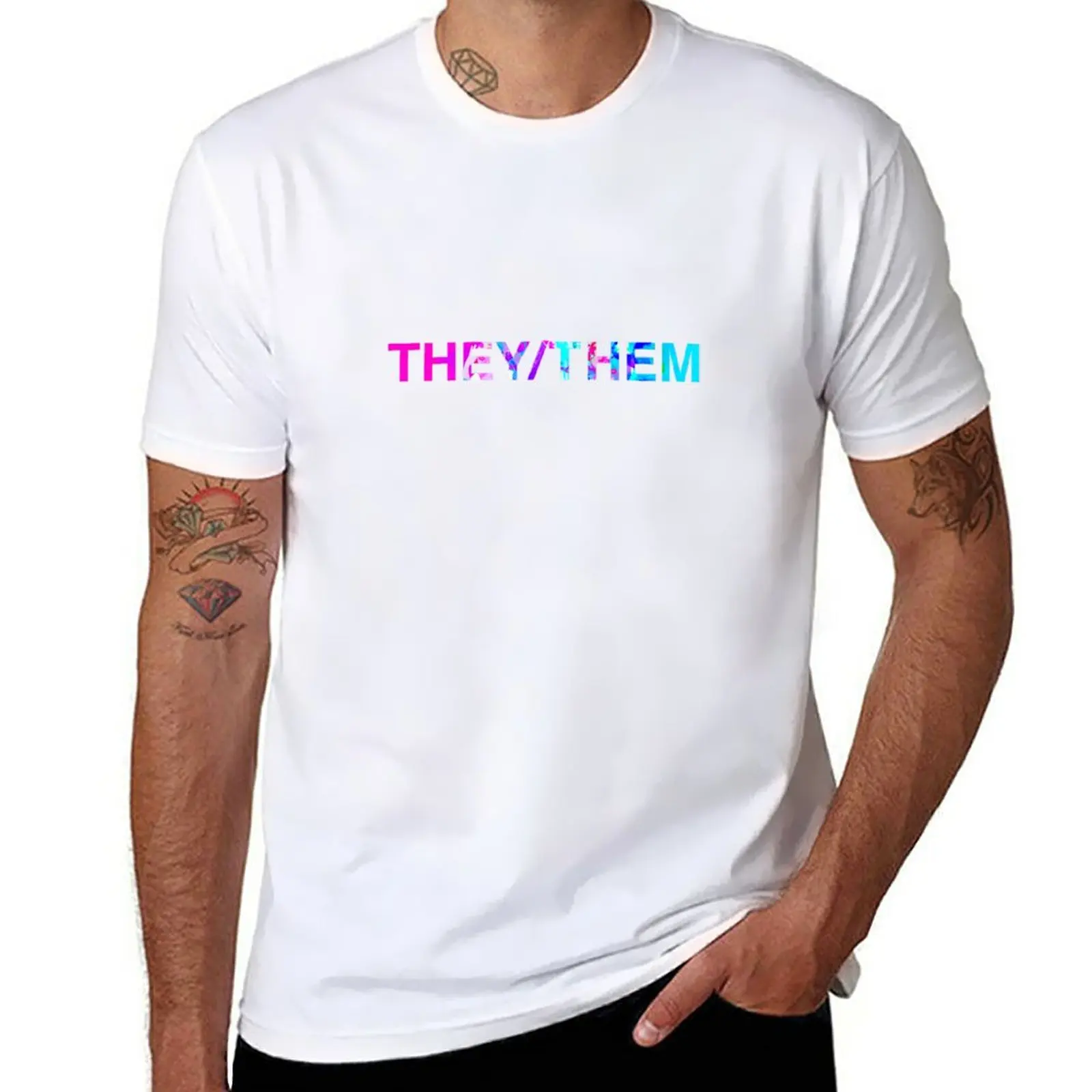 New THEY / THEM T-Shirt plain t-shirt korean fashion plus size t shirts heavy weight t shirts for men