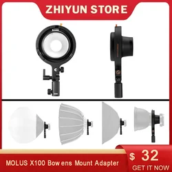 Zhiyun-Adaptateur de montage ZY vers Bowens, pour Zhiyun Molus X100 X100 ChlorX100 Pro Pocket COB Light, éclairage de poche portable