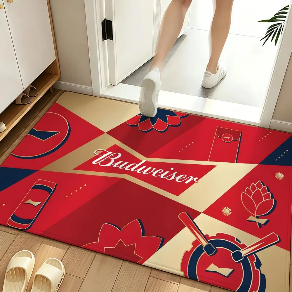 Beverage B-Budweiser Floor Mat Soft Flannel Entrance Door Mat Non Slip Absorbent Bathroom Bedroom Floor Rug