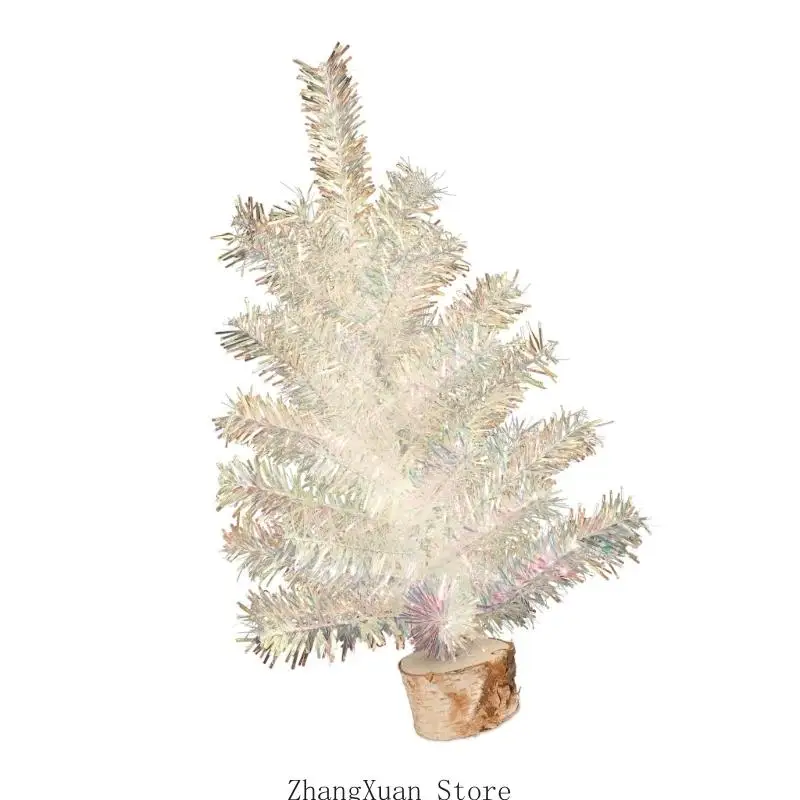 weißer Mini-Weihnachtsbaum mit Holzsockel, 40 großer PVC-Weihnachtsbaum für Büro, Schreibtisch, Wohnzimmer – Detail 7