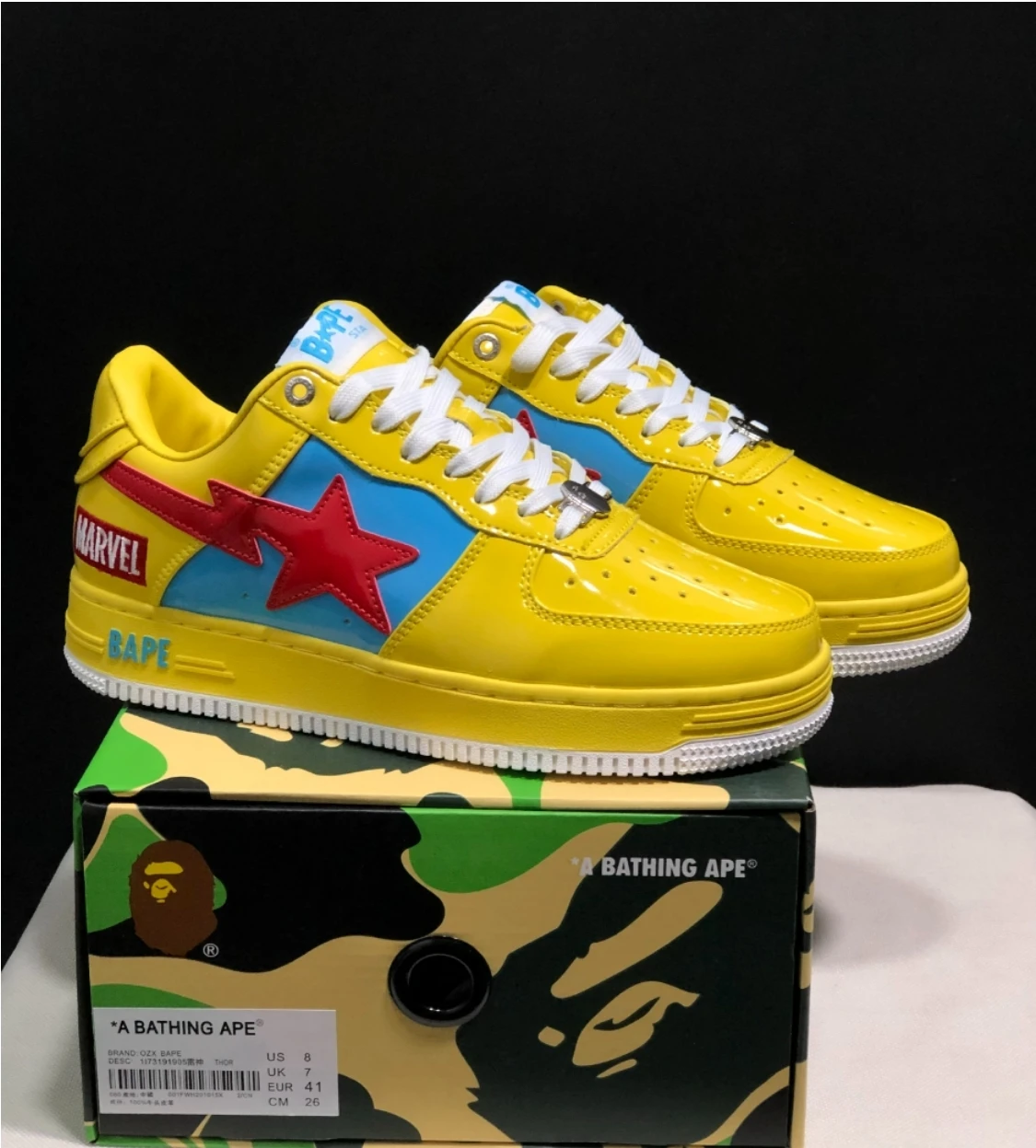 A BATHING APE Men and Women Vibe BapeGoose Sports Sneakers Unisex Air None-Slip Breathable Bapesta Low Outdoor Walking Shoes