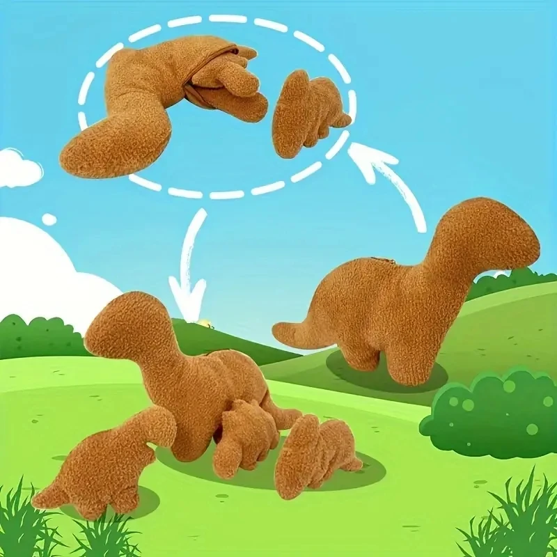 4szt Dino Chicken Nugget Pluszowe zabawki Miękki dinozaur Pluszowa poduszka Kreskówka dinozaur Pluszowe wypchane zwierzę Plusz dla dzieci Prezent dla dziecka