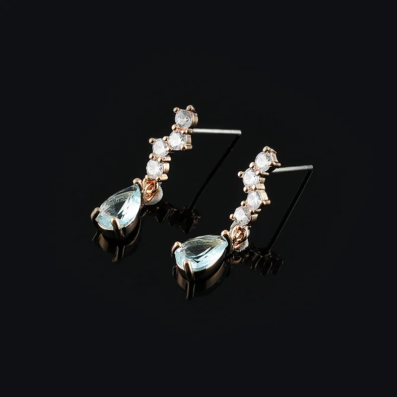 New Sweet Blue Water Drops Zircon Earrings Mosquito Incense Plate Ear Clips Earrings Without Ear Holes Earrings Gift Whole