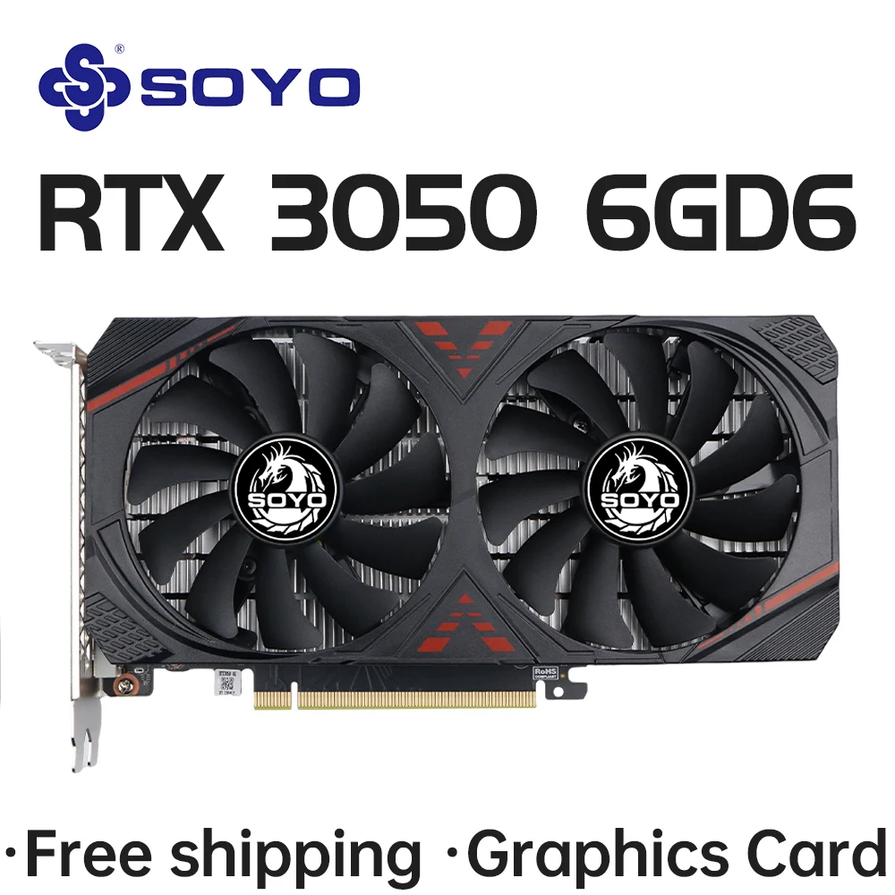 SOYO Grafikkarten RTX 3050 8G/6G GDDR6 GPU NVIDIA PC Computerkomponenten PCI Express X16 4.0 Gaming Grafikkarte RTX 3050 Neu
