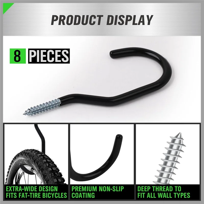 ABZV-voor garagefietshaken 6 inch 1 set 8 stuks zware muur plafondmontage schroef-in ophanghaak voor garage organisatie opslag