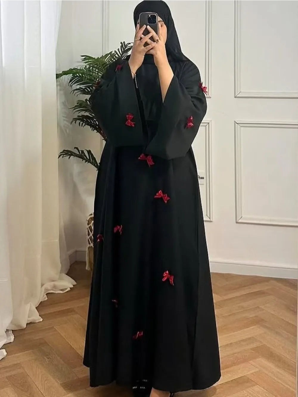 فستان نسائي للعيد بفيونكة عباية إسلامية حفلة جلابية رمضان فساتين طويلة فضفاضة فيستدوس لارغوس قفطان عربي رداء طويل المغرب الخريف #3