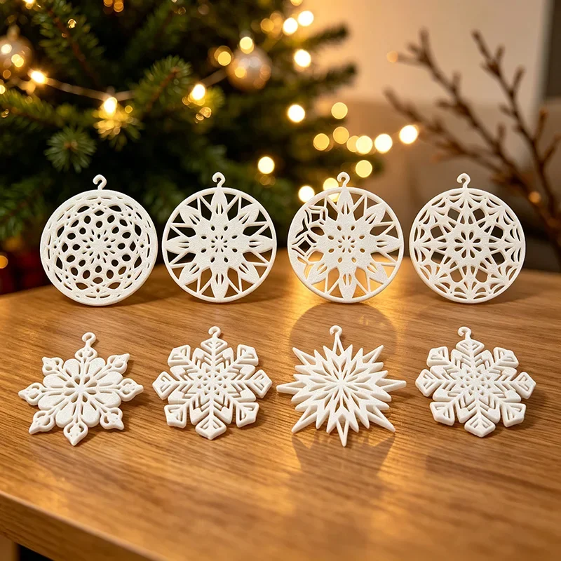 Custom Snowflake Christmas Ornament Hollow Cutout Pendant Personalized Xmas Tree Decoration For Holiday Home Party Decor