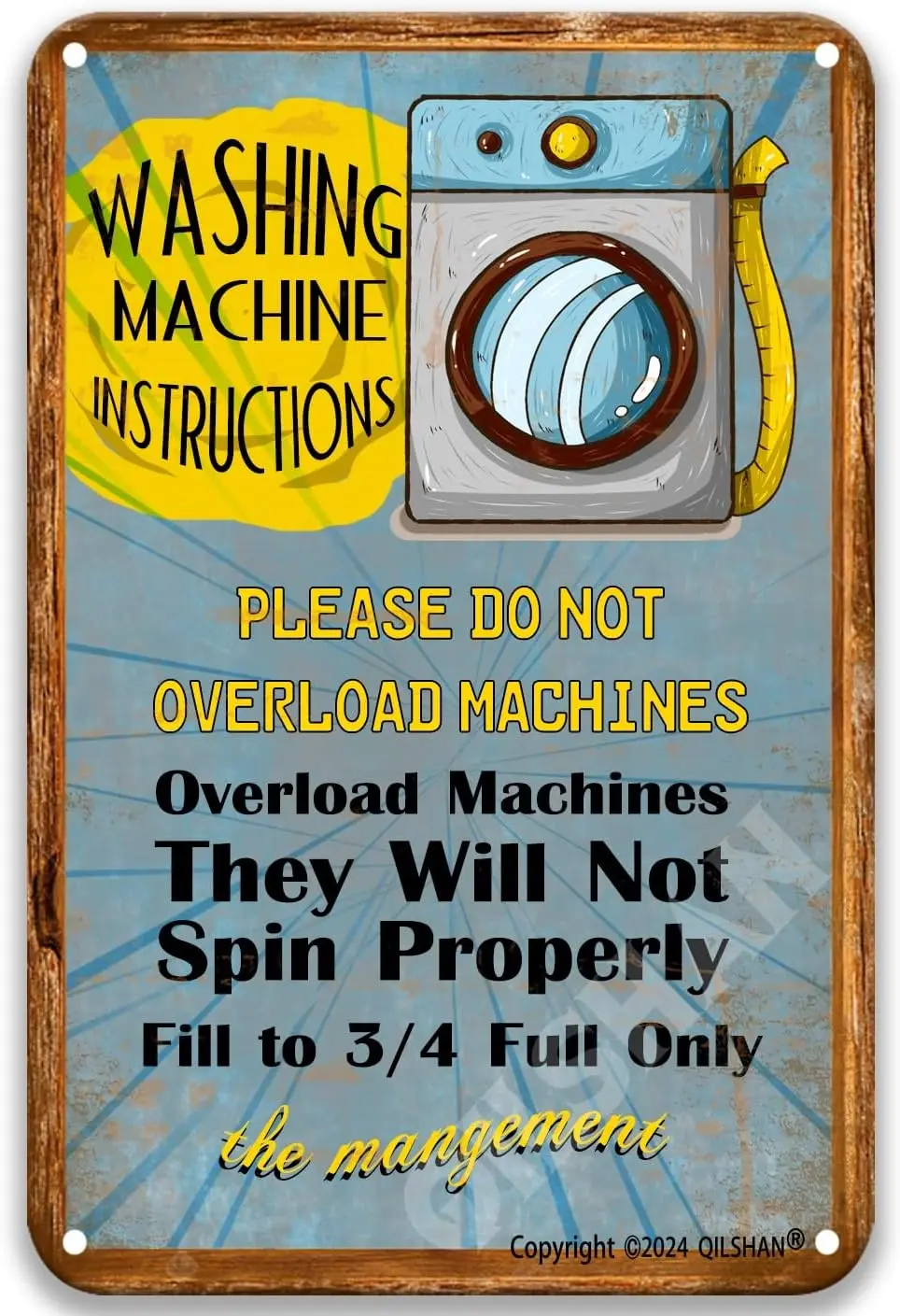 Washing Machine Please Do Not Overload Machines Poster Tin Sign Laundry Room Decor Vintage Coffee Decor Kitchen Wall Decor Fa