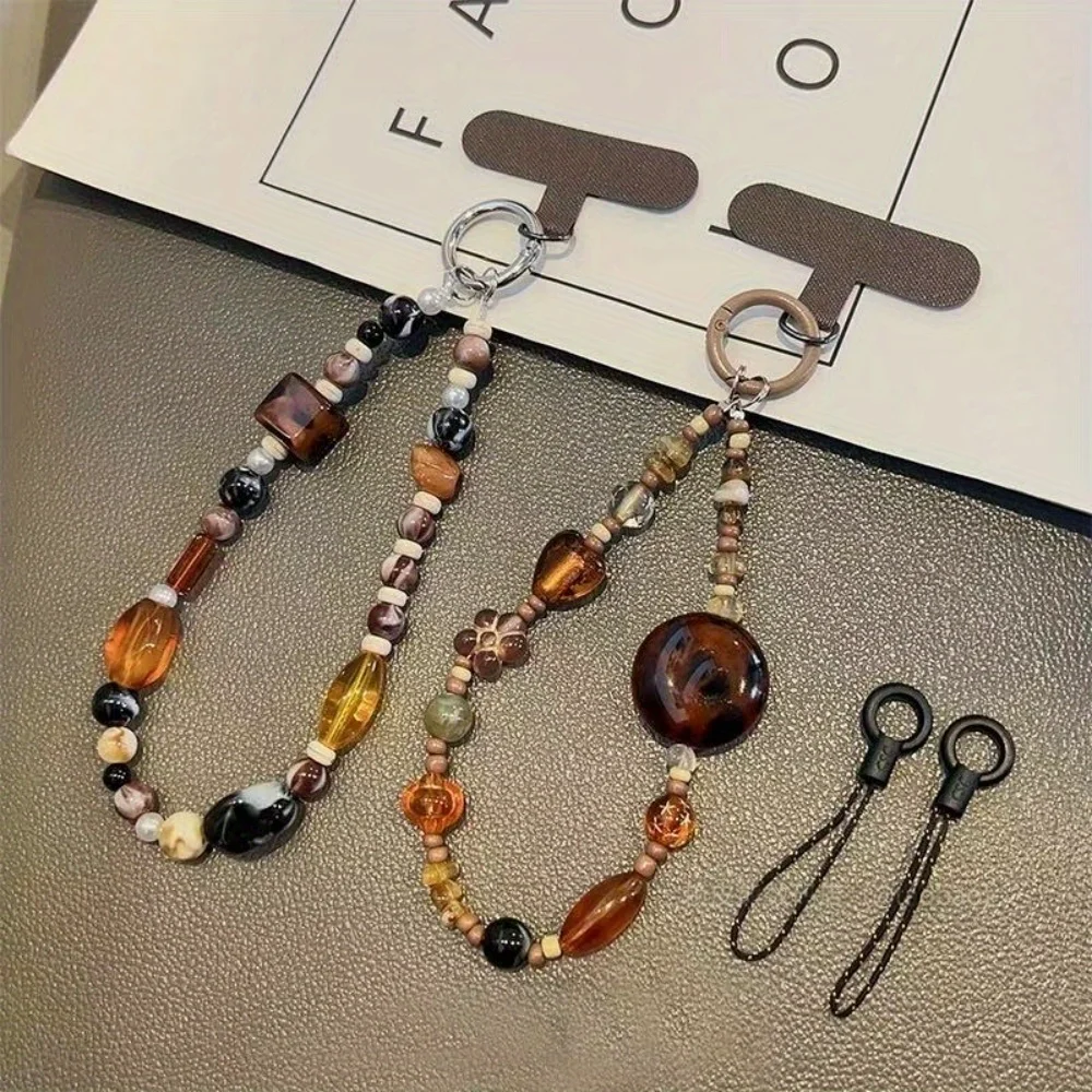 

[Lw] Mobile phone chain literary antique beaded bracelet personalized mobile phone lanyard amber bracelet bead premium sense