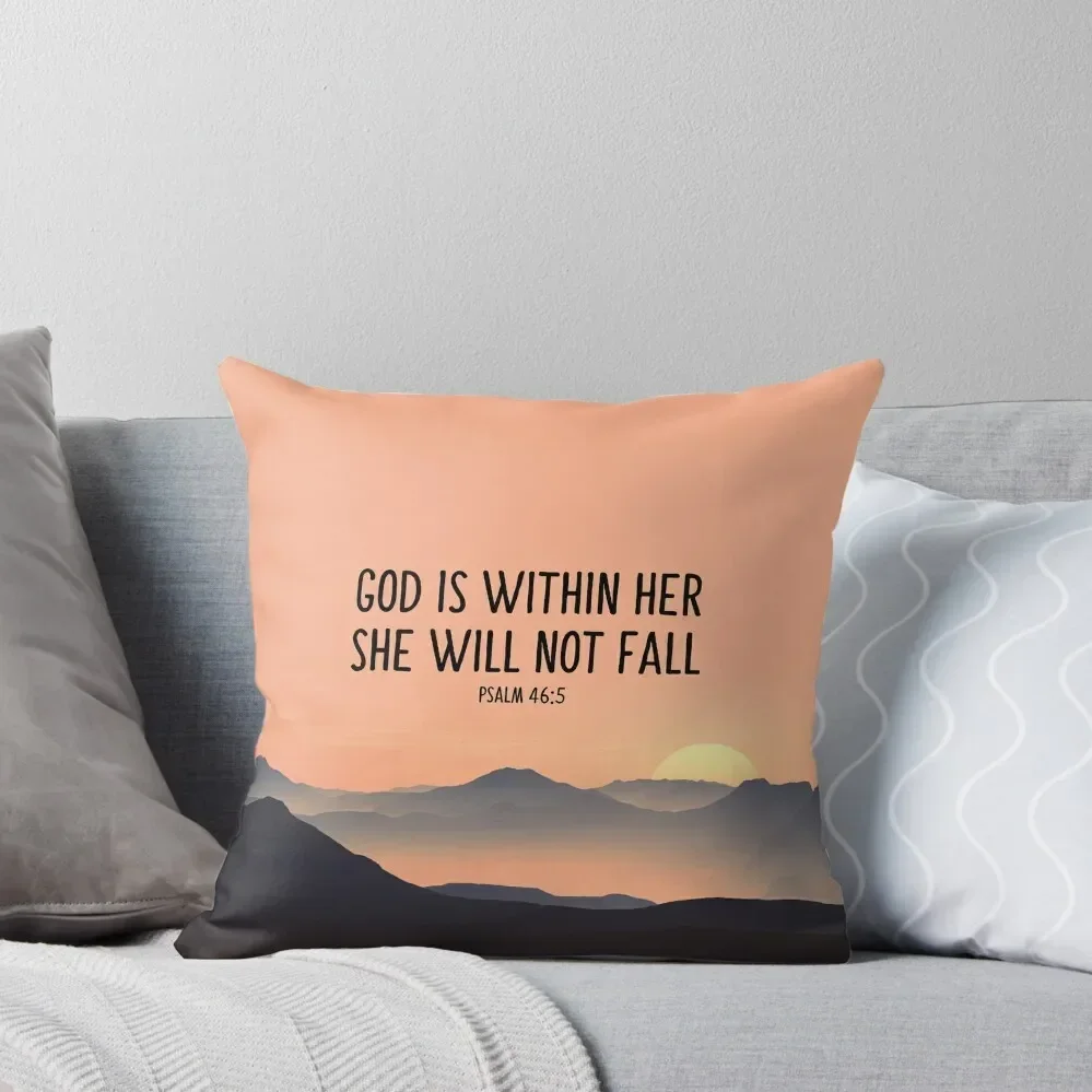 

God Is Within Her She Will Not Fall - Christian Bible Verse - Christian Biker Cool And Funny Design Throw Pillow