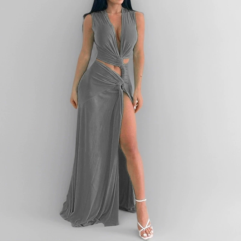 Robe plissée dos nu évidé coupe basse pour femmes, robes de soirée sexy, robe de plage, vêtements de vacances, document nickel é, licou, tube haut, éducatif