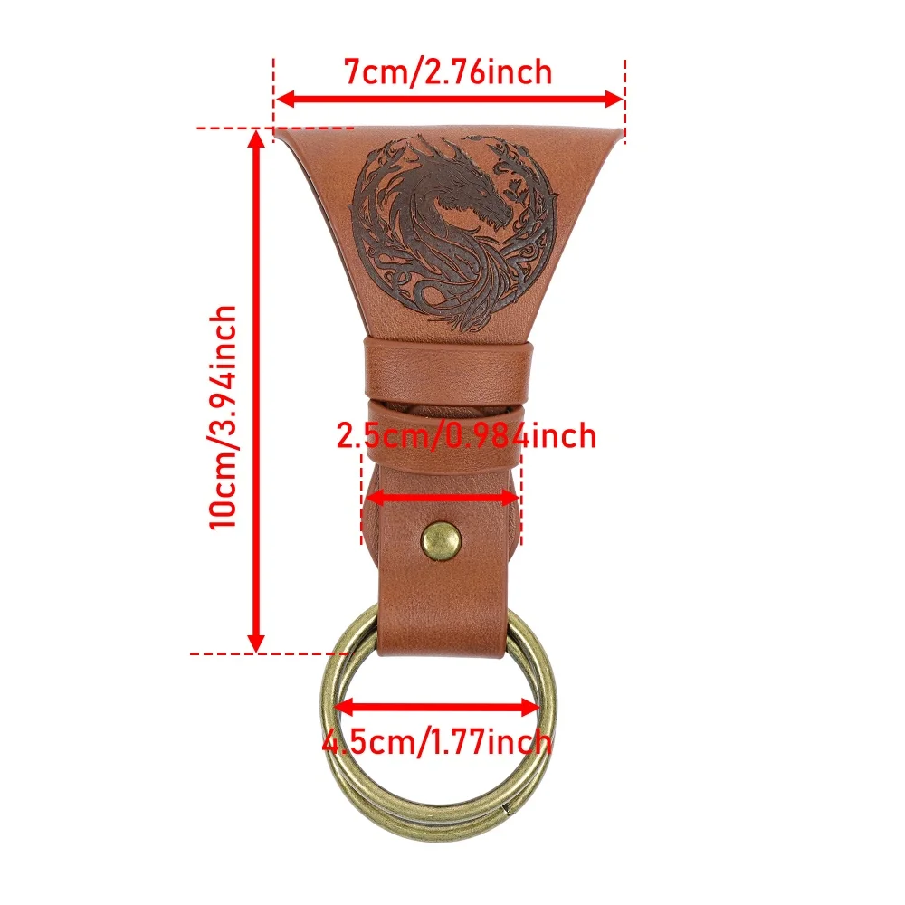 Vintage Distressed PU Leather Waist Hanger, can be directly attached to belts. Ideal for medieval, Viking, ranger and fantasy kn