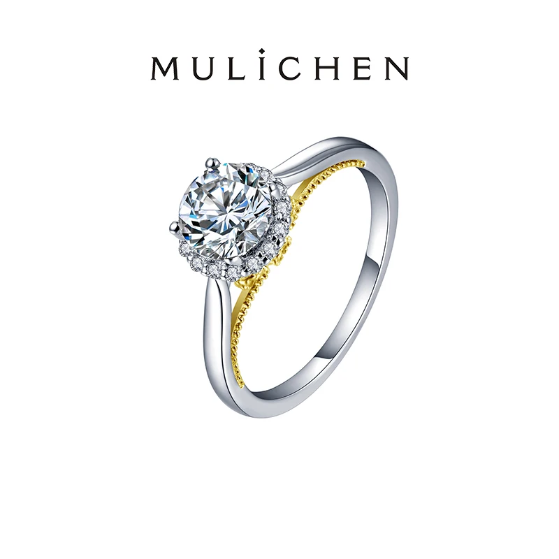 MULICHEN 18k Gold Plated Original 925 Sterling Silver Rings Woman 1ct Moissanite Diamond Wedding Rings Offers With Free Shipping