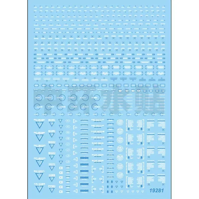 ZhongHuan High-Precision Fluorescent Waterslide Decals for HG MG RB02 HIQ Style General Warning System Normal White and Blue