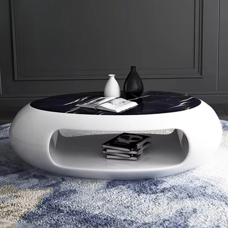 

Irregularly shaped Italian minimalist oval glass countertop living room modern coffee table