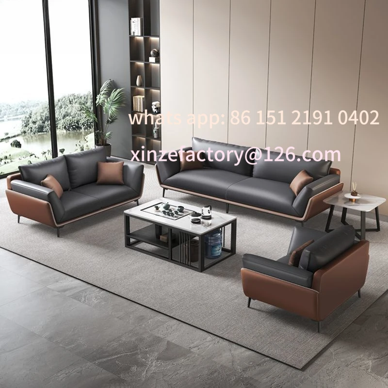 

Customizable winter office sofa coffee table Italian light luxury business meeting room company leather