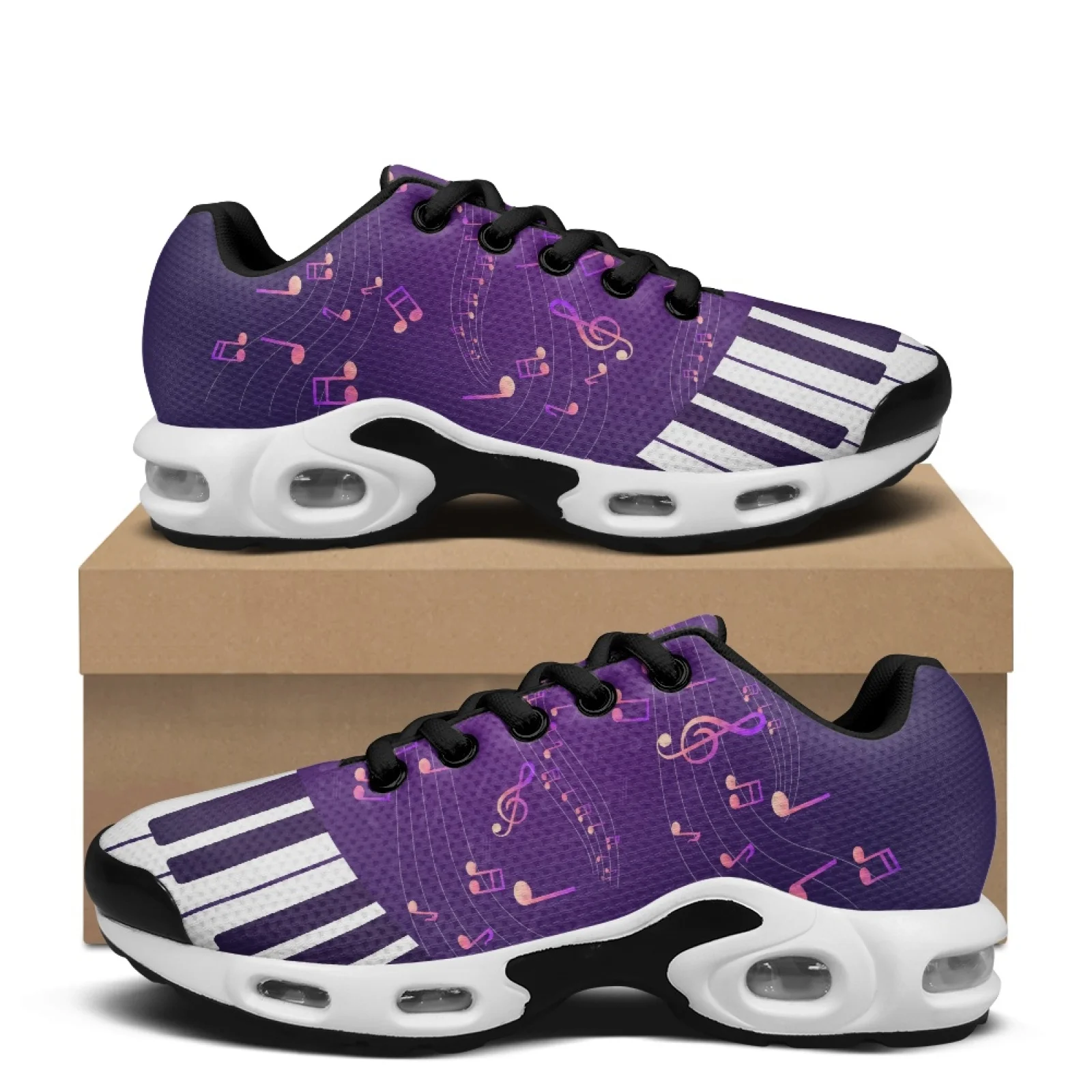 PENSTROLL Piano Key Music Notes Fashion Breathable Athletic Walking Gym Shoes Cross Trainers Shoes for Men Casual Basketball
