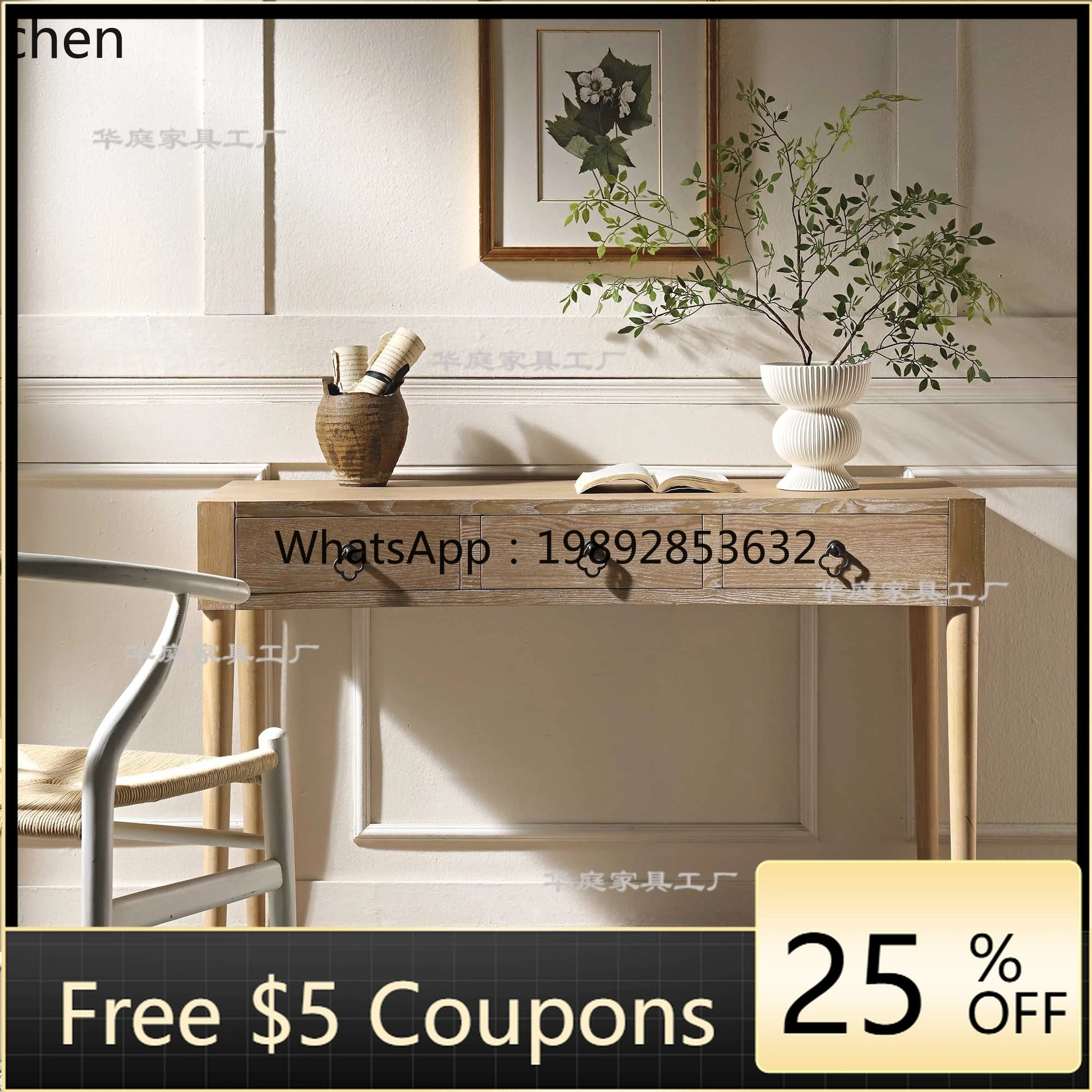 

solid wood table home desk writing desk retro wabi-sabi dresser
