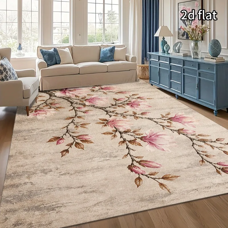 Pastel Rainbow Watercolor Wave Area Rug Soft Gradient Marble Texture Large Floor Mat for Aesthetic Modern Home Decor Area Rug