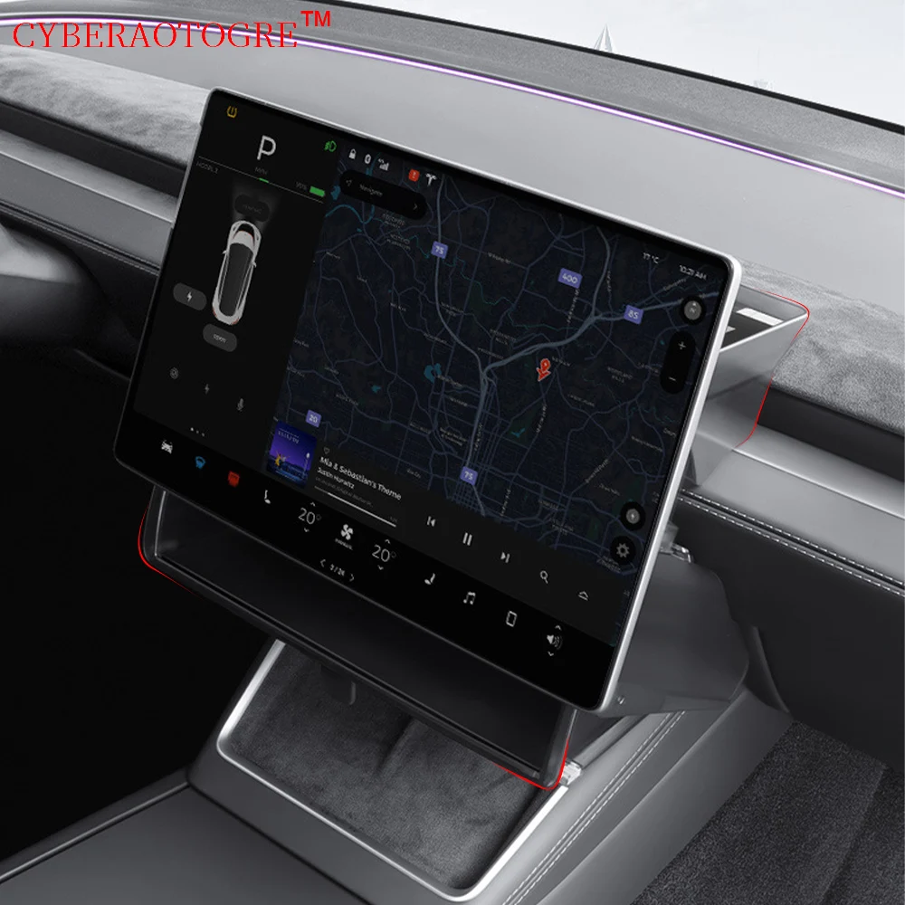 Kotak Penyimpanan Tersembunyi di Bawah Layar Mobil Tesla Model Y Juniper 2025, Kotak Penyimpanan Lipat Model 3 Highland, Kotak Penyimpanan Dashboard