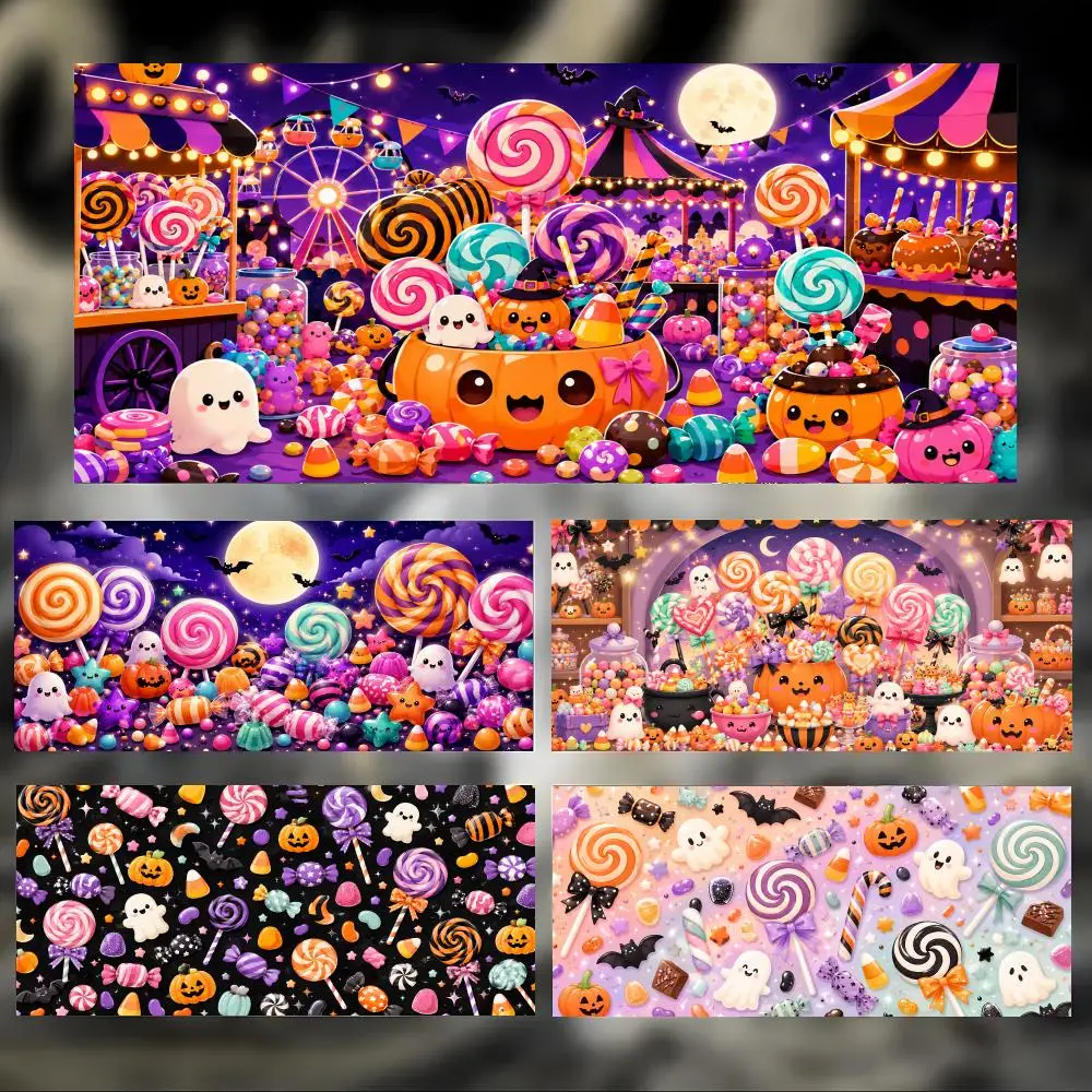 H-Halloween Candy Mouse Pad Large Thick Desk Pad Stitched Edges Gaming Mouse Mat for PC