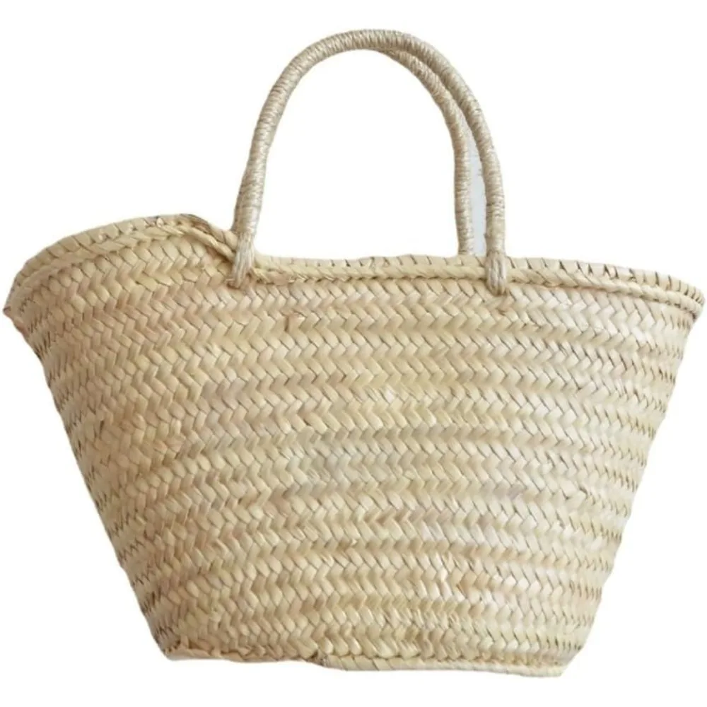 Picnic Ins Style Hand-Woven Straw Niche French Travel Picnic Basket One-Shoulder Portable