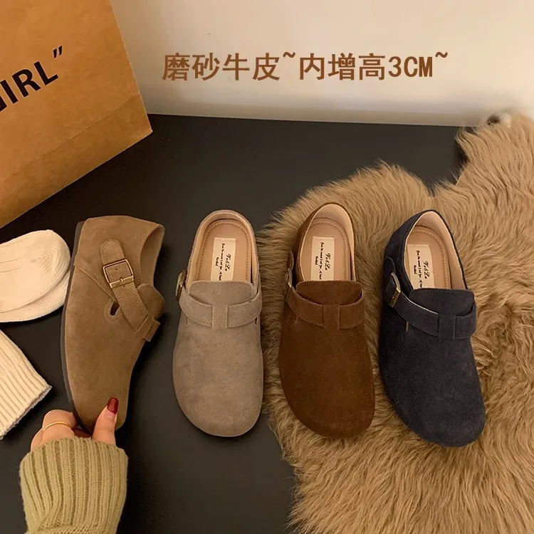 

Women Shoes Autumn Slip-on Clogs Platform All-Match Female Footwear Loafers With Fur Increas Height Fall Slip On Creepers Winter