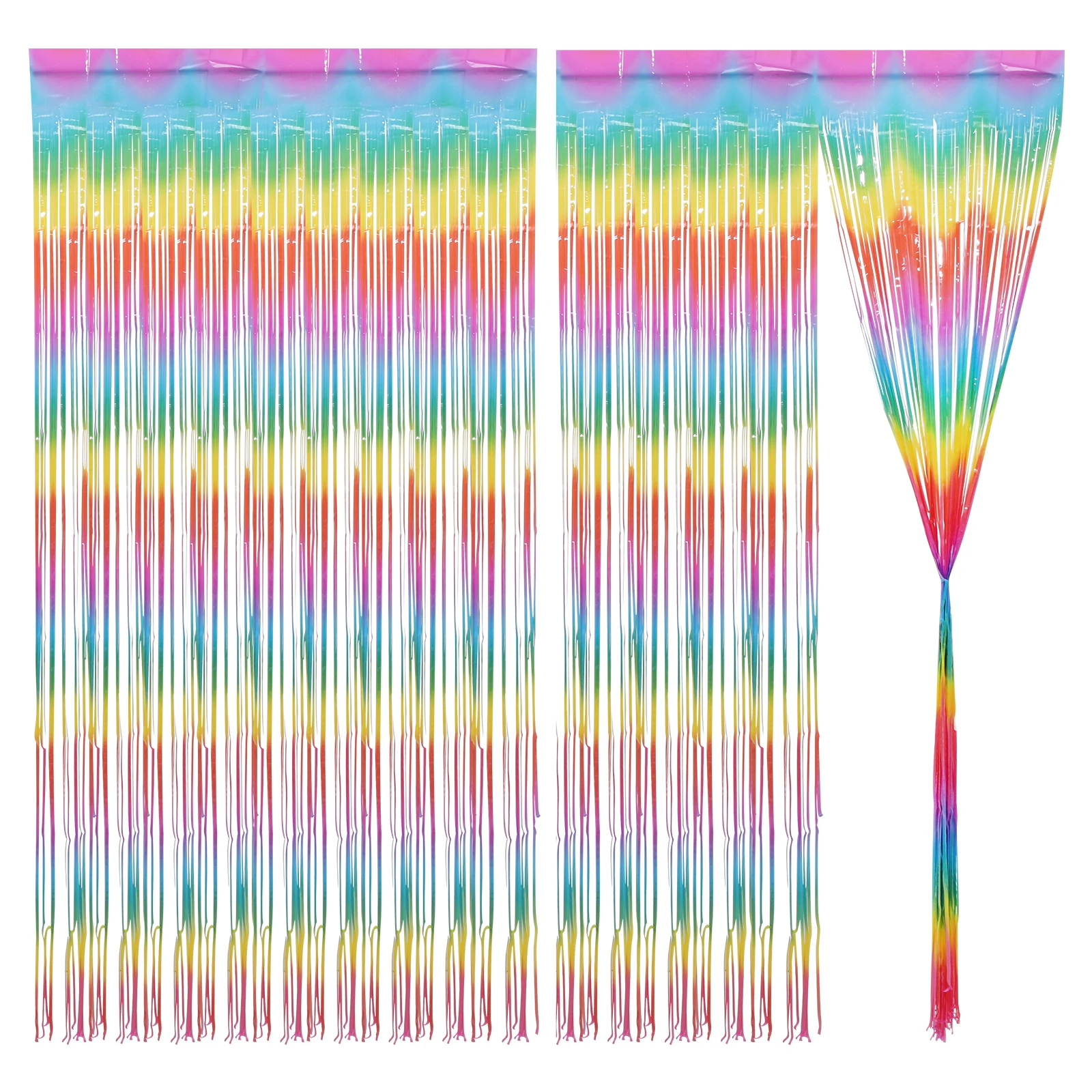 

2pcs Macarons Tinsel Curtain Foil Fringe Party Decorations Birthday Baby Shower Rainbow Color Streamer Wall Hanging Backdrop