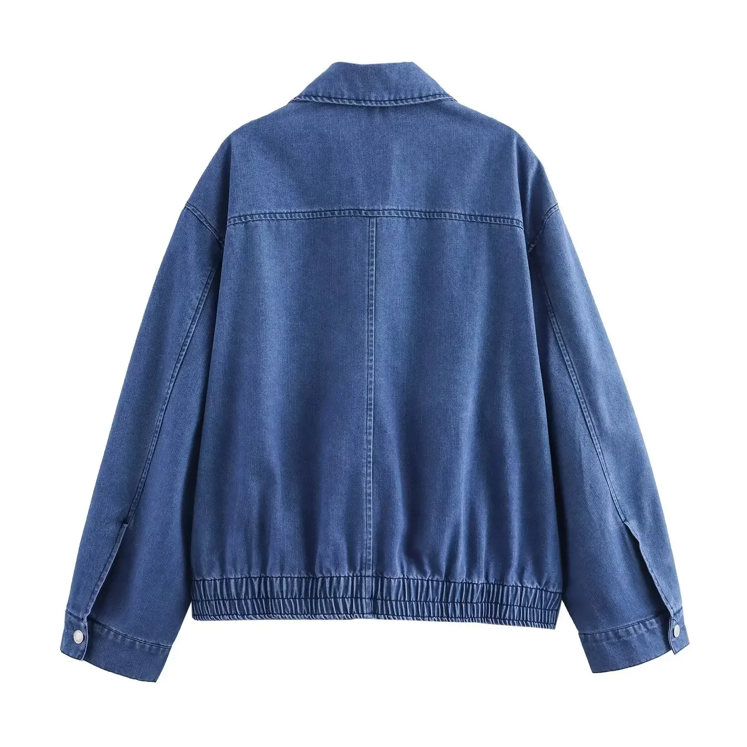 Chaqueta Bomber vaquera holgada para mujer, Top Retro de manga larga con cremallera, informal, a la moda, novedad de 2024