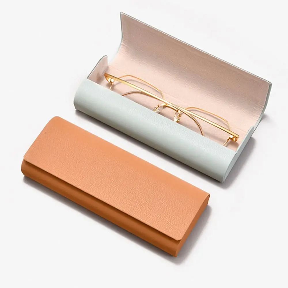 

Portable Simple Glasses Box Spectacle Case PU Leather Metal Anti Pressure Sunglasses Storage Box