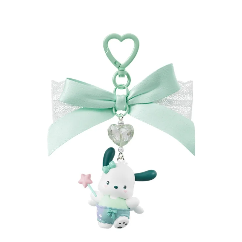 HOLLY BOX Sanrio Bow Heart Kristallen Sleutelhanger Kuromi My Melody Hello Kitty Tas Charm Sleutelhanger Cadeau