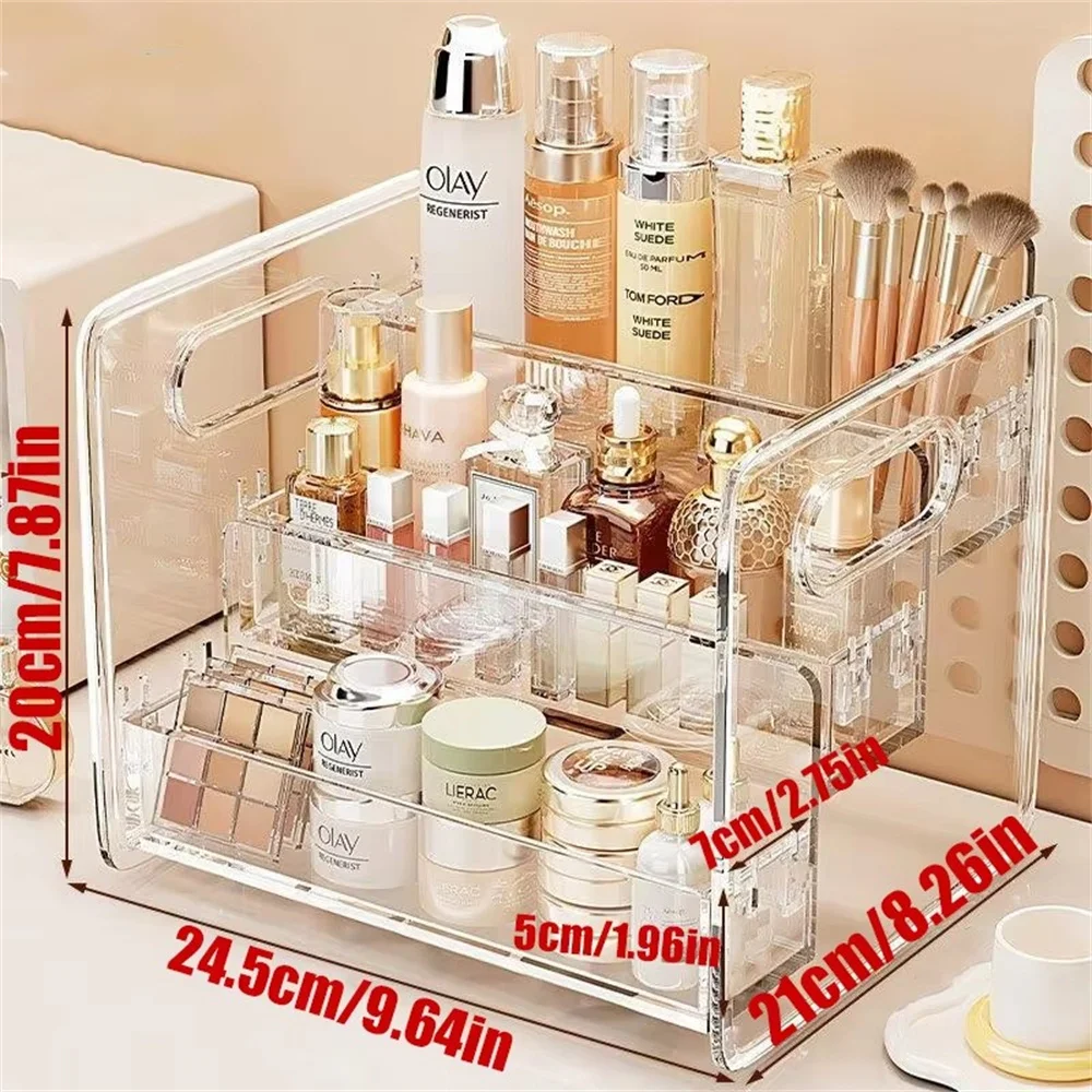 2026 Desktop Cosmetic Organizer Acrylic Transparent Slanted Storage Basket for Makeup, Lipstick, Perfume, Facial Mask, and Other