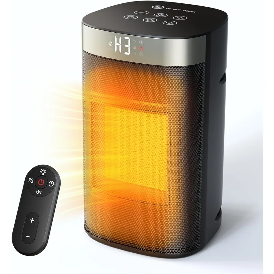 

Электрический обогреватель 1500 Вт для помещений, керамический, быстрый нагрев, безопасный, 5 режимов нагрева, с умным термостатом, защита от опрокидывания и перегрева