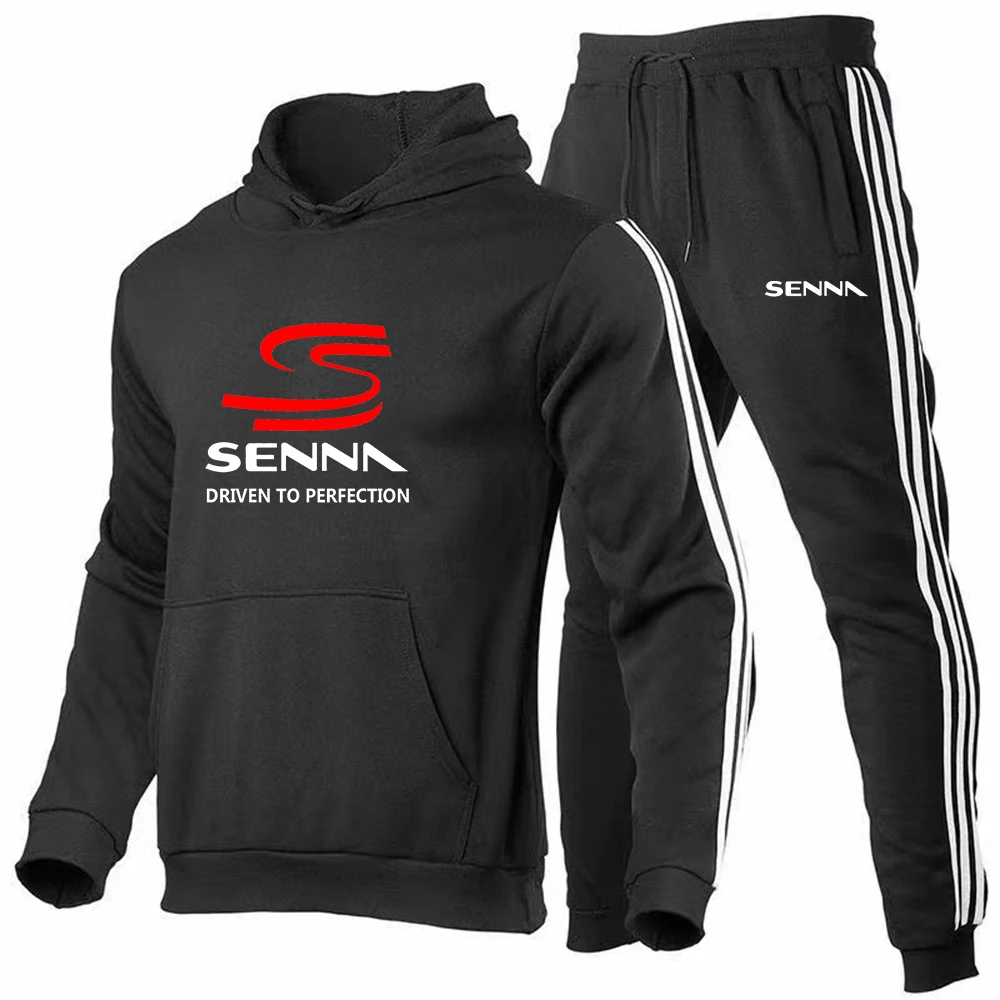 Ayrton Senna 2022 Men's New Patchwork Tracksuits Casual Sweatshirt Hooded Tops+Sweatpants Print Clothes Jogger Two Pieces Suits