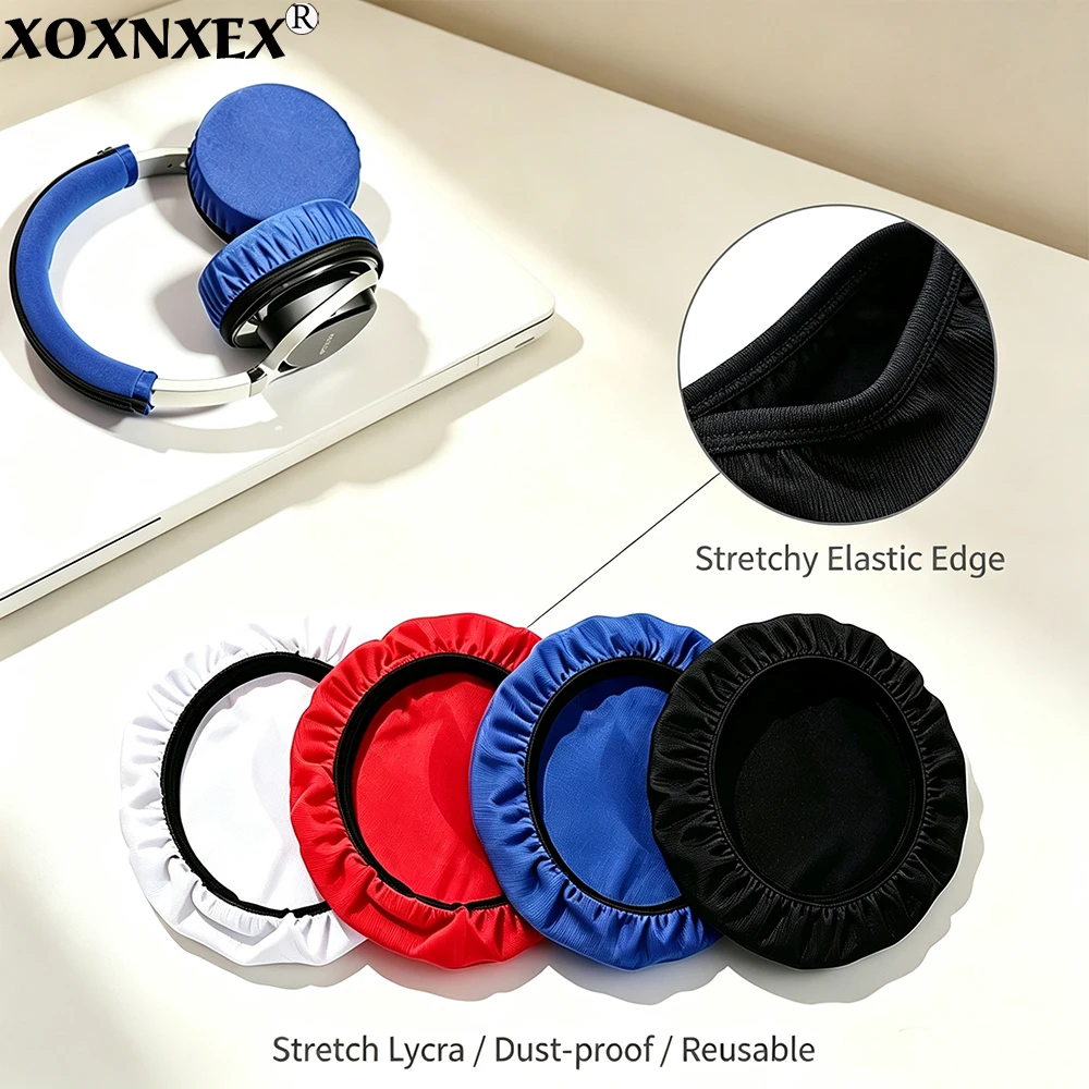 2Pcs/Set Reusable Lycra Elastic Headphone Ear Cup Cover Dust‑proof Sweat‑proof Protective Sleeve For Headset 6‑8.5cm /9‑11cm