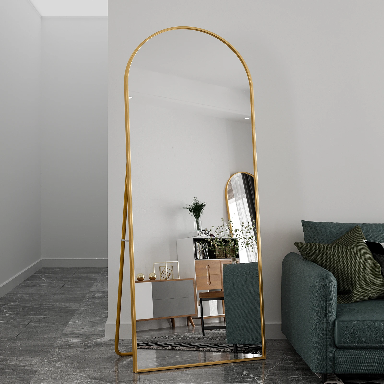 Bow Full Length Mirror 180x80cm, Full Body Wall Mirror With Aluminum Frame,Full Body Mirror for Bedroom Living Room