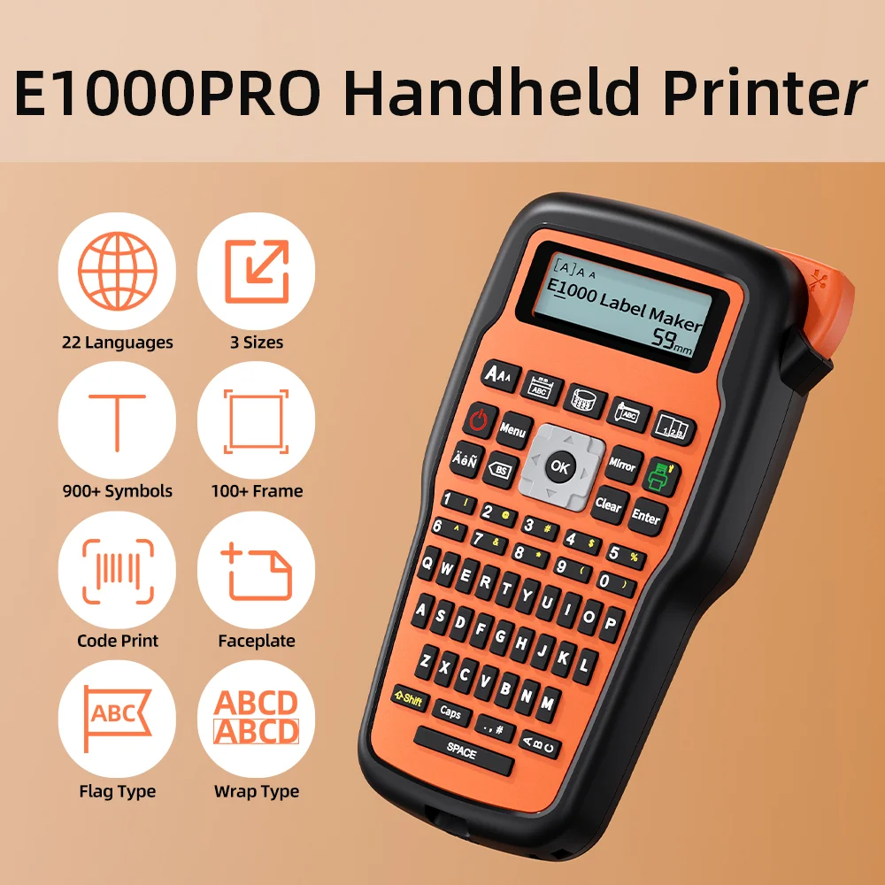 

Industrial Label Printer E1000 PRO Portable Handheld Printer Heat Shrink Tube Printer compatible Brother HSE-231 TZe-231 FX231