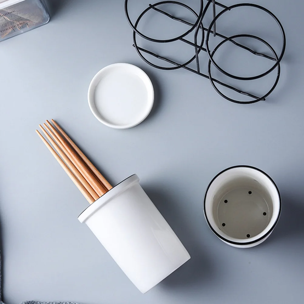 

1Set Ceramic Cutlery Racks Chopsticks Holders Nonslip Unglazed Bottom Fork Supports Good Ventilation Draining Function