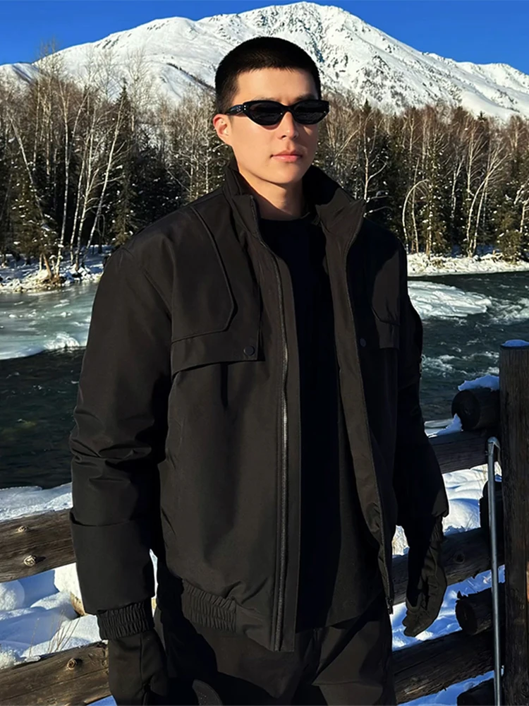 

Мужская зимняя куртка в американском стиле с утолщенным воротником-стойкой, трехслойная, из хлопка, для активного отдыха, морозостойкая, для альпинизма и пилотирования