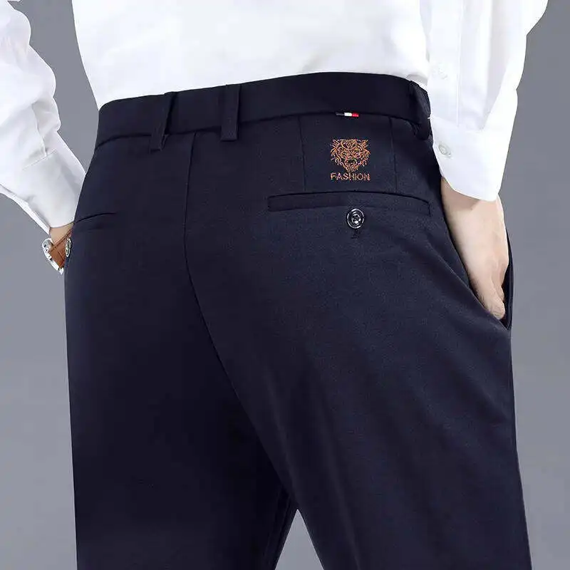 29-42 Pantaloni da abito casual da uomo d'affari di moda sottile estiva da uomo Pantaloni lunghi Pantaloni formali a maniche dritte elastiche da uomo Taglie forti